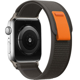 Pasek Nylonowy do Apple Watch 1/2/3/4/5/6/7/8/9/10/11/SE Ultra 1/2/3 42/44/45/46/49mm, Szary / Pomarańczowy