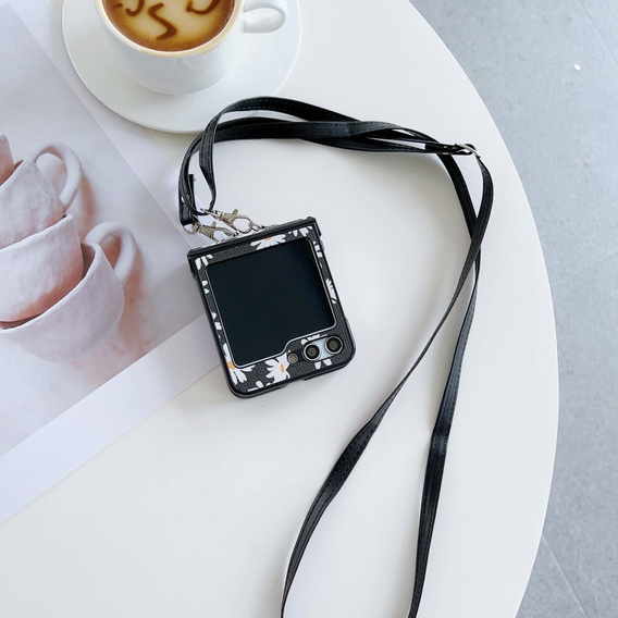 Etui do Samsung Galaxy Z Flip7 FE / Z Flip6, z paskiem na ramię, czarne