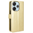 Etui z klapką do Xiaomi Redmi 13, Crazy Horse Wallet, złote