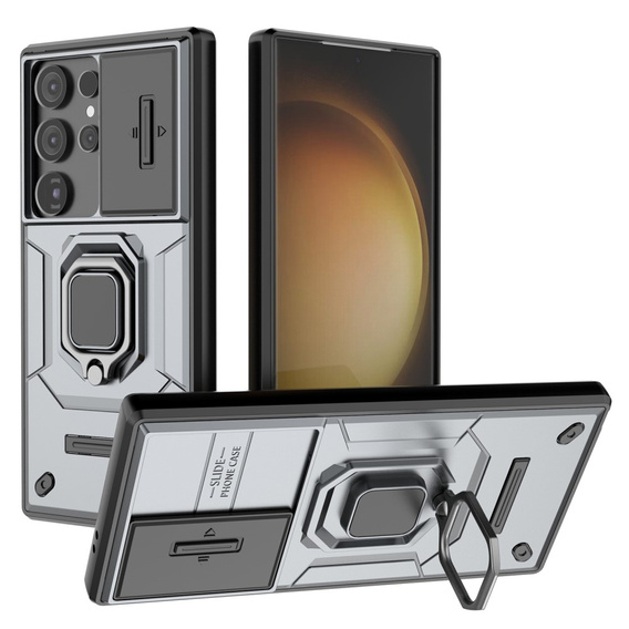 Etui KickStand Camera Lens do Samsung Galaxy S24 Ultra, szare