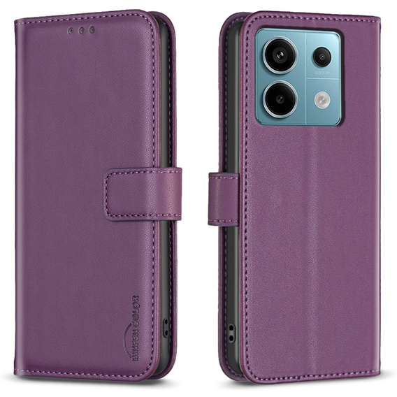 Etui z klapką do Xiaomi Redmi Note 13 Pro 4G, BINFEN Wallet, ciemnofioletowe