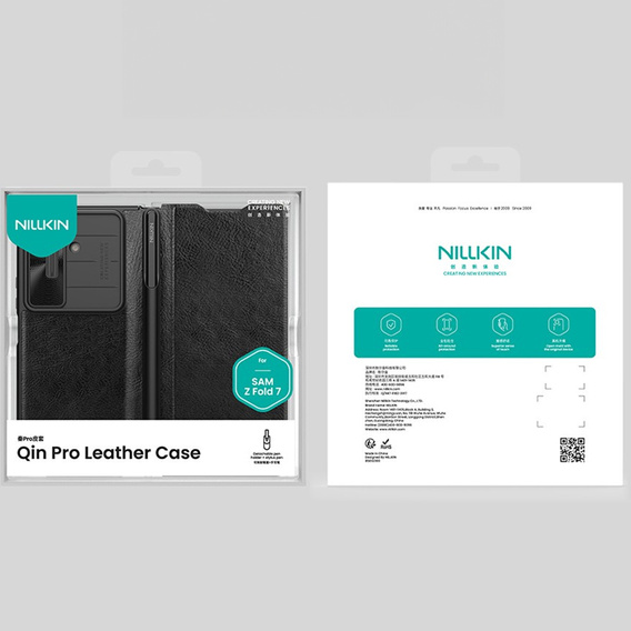 Etui z klapką NILLKIN do Samsung Galaxy Z Fold7, CamShield Qin Pro, skórzane z rysikiem, czarne