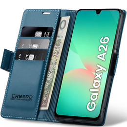 Etui do Samsung Galaxy A26 5G, ERBORD Glossy Litchi, portfel z klapką, niebieskie