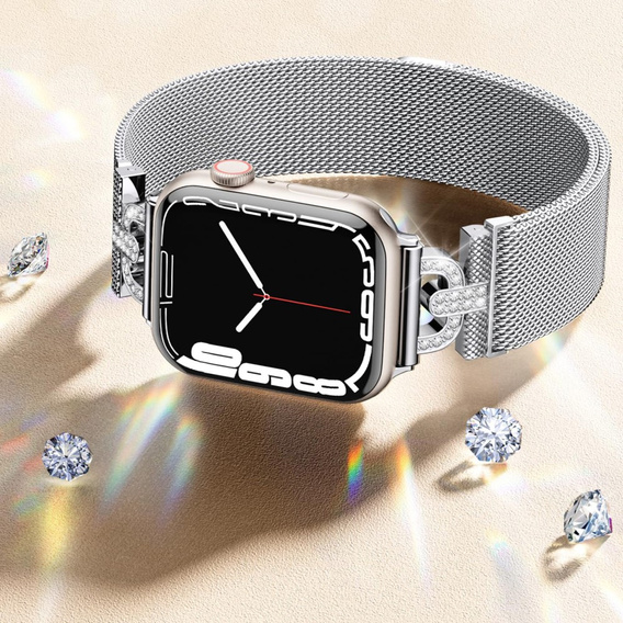 Bransoleta do Apple Watch 1/2/3/4/5/6/7/8/9/10/11/SE 38/40/41/42mm, Srebrna