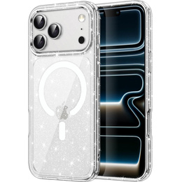 Etui do iPhone 17 Pro Max, do MagSafe, brokatowe, przezroczyste