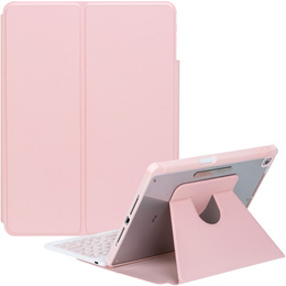 Etui z klawiaturą do iPad 11" 2025 A16 (11 gen.) / iPad 10.9" 2022 (10 gen.), Rotary 360° Leather, różowe rose gold