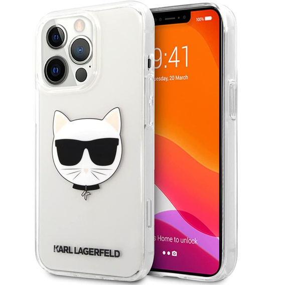 Etui Karl Lagerfeld do iPhone 13 Pro Max, Choupette Head, przezroczyste