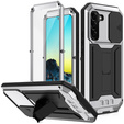 Etui pancerne do Samsung Galaxy S22, R-JUST CamShield Slide, srebrne