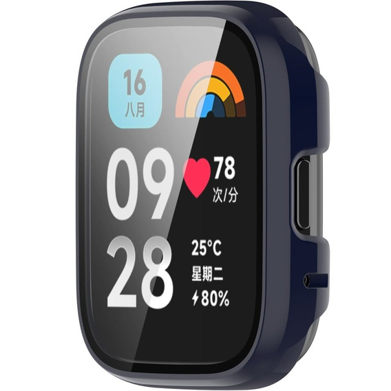 2w1 Etui + Szkło Hartowane do Xiaomi Redmi Watch 3 Active, Granatowy