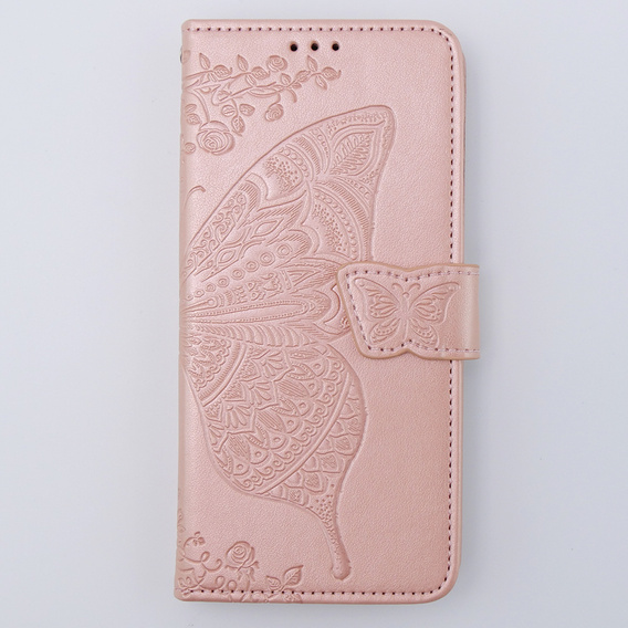 Etui z klapką do Motorola Moto G54 5G, Butterfly, różowe rose gold