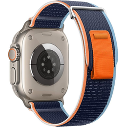 Pasek Nylonowy do Apple Watch 1/2/3/4/5/6/7/8/9/10/11/SE Ultra 1/2/3 42/44/45/46/49mm, Granatowy/Pomarańczowy