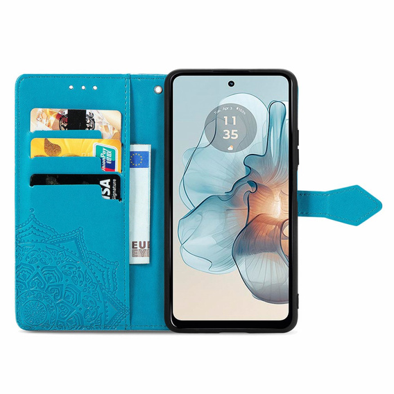 Etui z klapką do Motorola Moto G24 / G24 Power / G04, Mandala, niebieskie