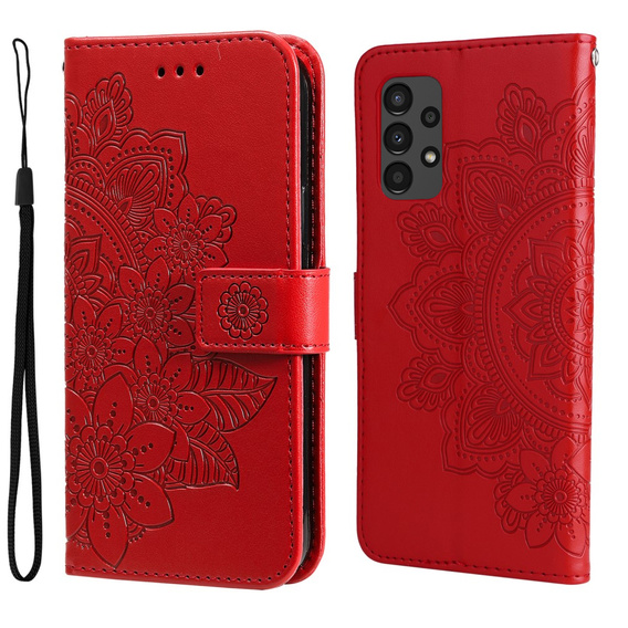 Etui z klapką do Samsung Galaxy A13 4G, Mandala, czerwone