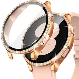 2w1 Etui + Szkło Hartowane do Samsung Galaxy Watch 5 44mm, Różowe Złoto