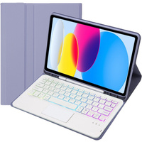 Etui z podświetlaną klawiaturą bluetooth touchpad do iPad 10.9" 2022 (10 gen.) / iPad 11" 2025 A16 (11 gen.), fioletowe