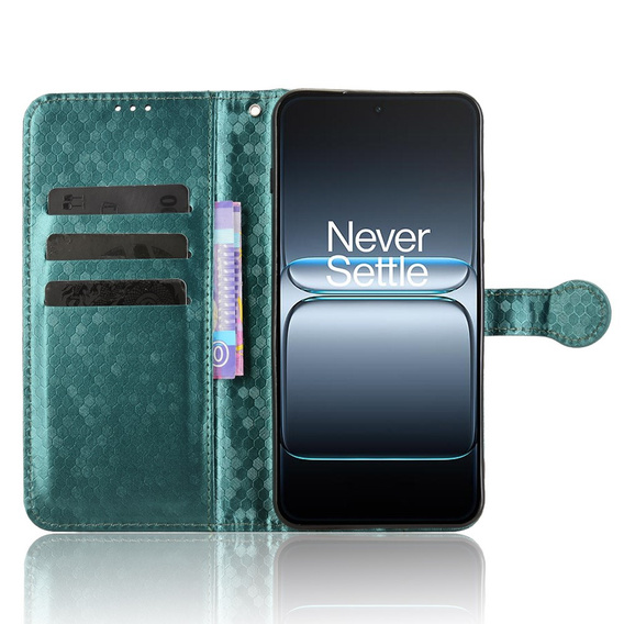 Etui z klapką do OnePlus Nord 5, Wallet Rhombus, zielone