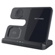 Ładowarka Bezprzewodowa Indukcyjna 3w1 QI Szybka do Samsung S25 S24 S23 Galaxy Watch Buds Stacja czarna