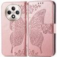 Etui z klapką do Oppo Reno 12FS / 12F, Butterfly, różowe rose gold