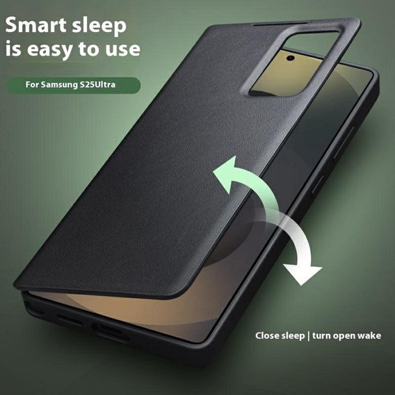 Etui QIALINO do Samsung Galaxy S25 Ultra z klapką, czarne