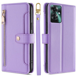 Etui z klapką do Oppo Reno 11F 5G, Wallet Zipper Pocket, fioletowe