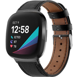 Pasek Skórzany do Fitbit Versa 4 / Sense 2, Czarny