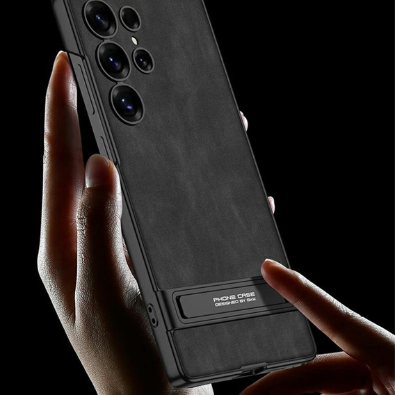 Etui do Samsung Galaxy S25 Ultra GKK – ultra cienkie, twarde, matowe, z podstawką – czarne
