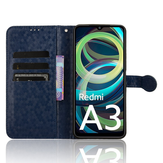 Etui z klapką do Xiaomi Redmi A3, Wallet Rhombus, niebieskie