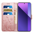 Etui z klapką do Xiaomi Redmi Note 13 Pro+, Butterfly, różowe rose gold