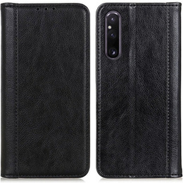 Etui do Sony Xperia 1 V, Wallet Litchi Leather, czarne
