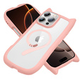 Etui do iPhone 16 Pro, do MagSafe, Cute Cat, różowe + Szkło na ekran