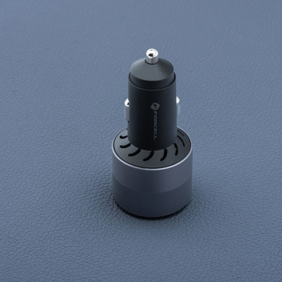 Ładowarka samochodowa Forcell F-Energy Alu 2 × USB-C + USB-A QC4.0 PD SFC2.0 3A 85W - szara