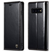 Etui z klapką CASEME do Samsung Galaxy S10+ Plus, Waxy Textured, czarne