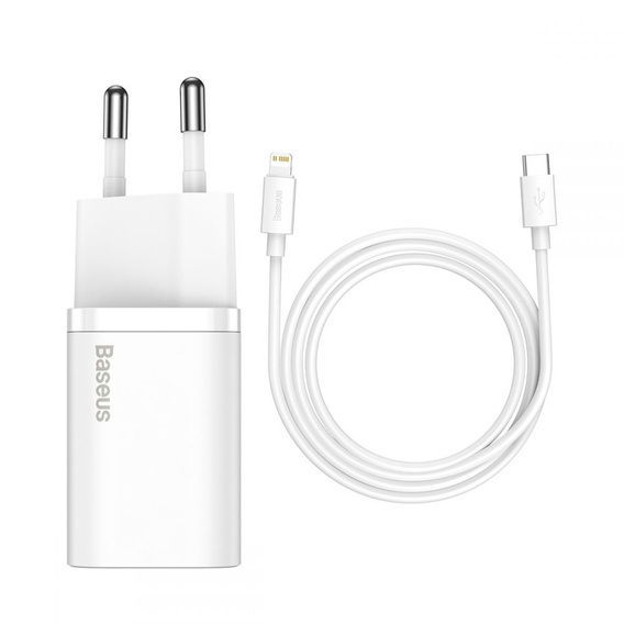 Baseus Super Si QUICK CHARGER PD20W Ładowarka + Kabel Lightning - White