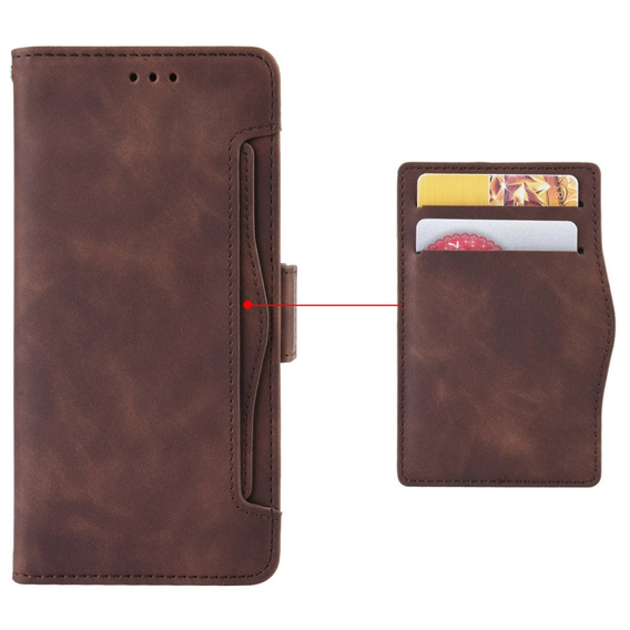 Etui z klapką do Xiaomi 14T Pro, Card Slot, brązowe