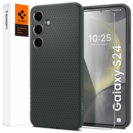 Etui Spigen do Samsung Galaxy S24, Liquid Air, zielone + Szkło Hartowane 9H