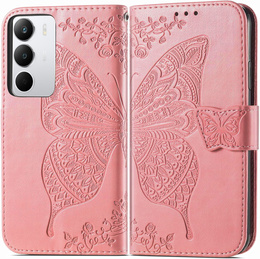 Etui z klapką do Realme C71, Butterfly, różowe rose gold