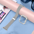 Bransoleta + Etui z Diamentami do Apple Watch 7/8/9 45mm, Srebrna