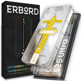2x Szkło hartowane ERBORD Easy App 9H do Samsung Galaxy S25 Ultra – 2 sztuki z ramką instalacyjną