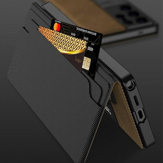 Etui GKK do Samsung Galaxy S25 Ultra z klapką, kieszenią na karty, podstawką i magnetycznym zamknięciem – brązowe