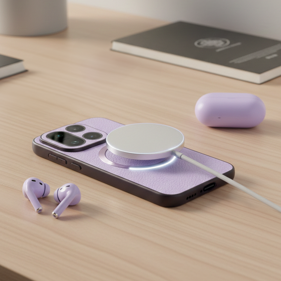 Etui do OnePlus 15, Leather Hybrid MagSafe, fioletowe