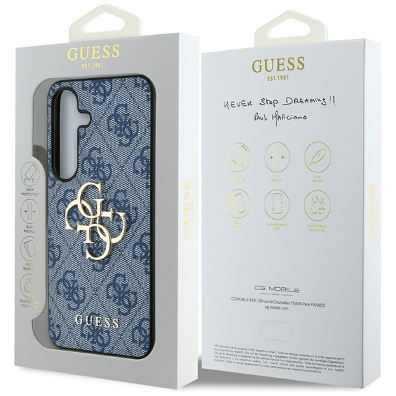 Etui GUESS do Samsung Galaxy S25, Big Metal Logo, Niebieskie