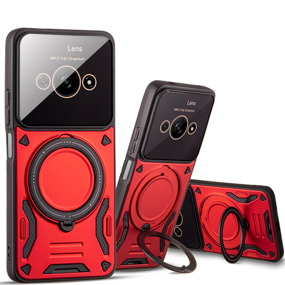 Etui pancerne do Xiaomi Redmi A3, Magnetic Ring, czerwone