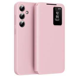 Etui z klapką do Samsung Galaxy A55 5G – różowe, Smart View Wallet z kieszonką na karty