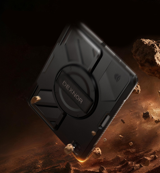 Etui Dexnor 360° do iPad Pro 13" 2024 (7 gen.), z paskiem i miejscem na rysik - czarne