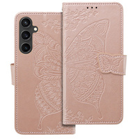 Etui z klapką do Samsung Galaxy S23 FE, Butterfly, różowe rose gold