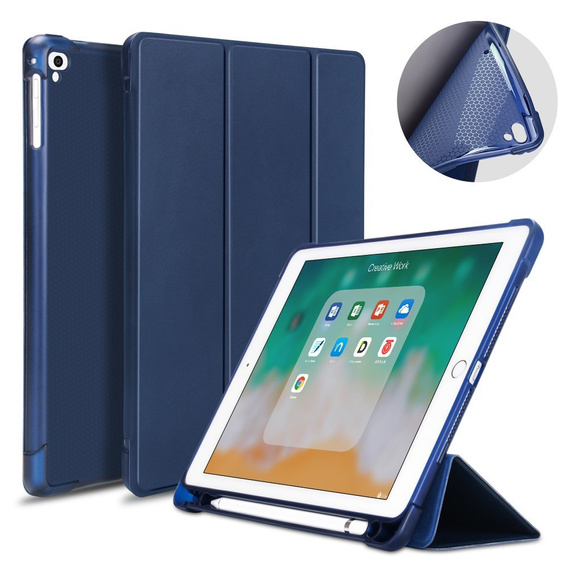 Etui do iPad 9.7" 2018/2017 (6/5 gen.) / Air 2/1 9.7" 2014/2013, Smartcase z miejscem na rysik, granatowe