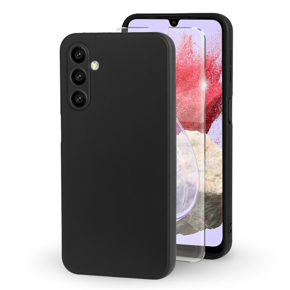 Etui cienkie do Samsung Galaxy M34 5G, Slim Matowe, czarne + szkło 9H