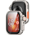 2w1 Etui + Szkło Hartowane do Huawei Watch Fit 4, Srebrne/Pomarańczowe