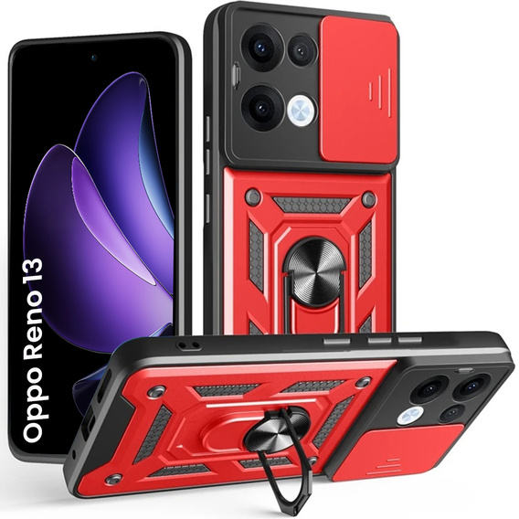 Etui pancerne do Oppo Reno 13, CamShield Slide, czerwone