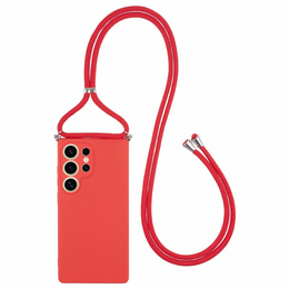 Etui do Samsung Galaxy S25 Ultra, na ramię ze smyczą – czerwone